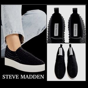 STEVE MADDEN BAXON BLACK STUDDED SNEAKERS